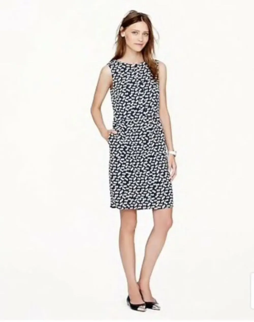 J. Crew NWT Scattered Heart Navy Split Neck Dress // 2